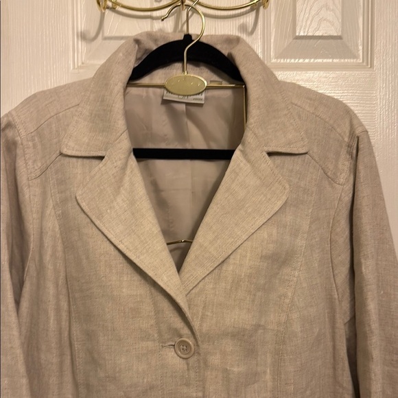 St. John's Bay Cream Blazer 100% Linen Jacket - Picture 2 of 10